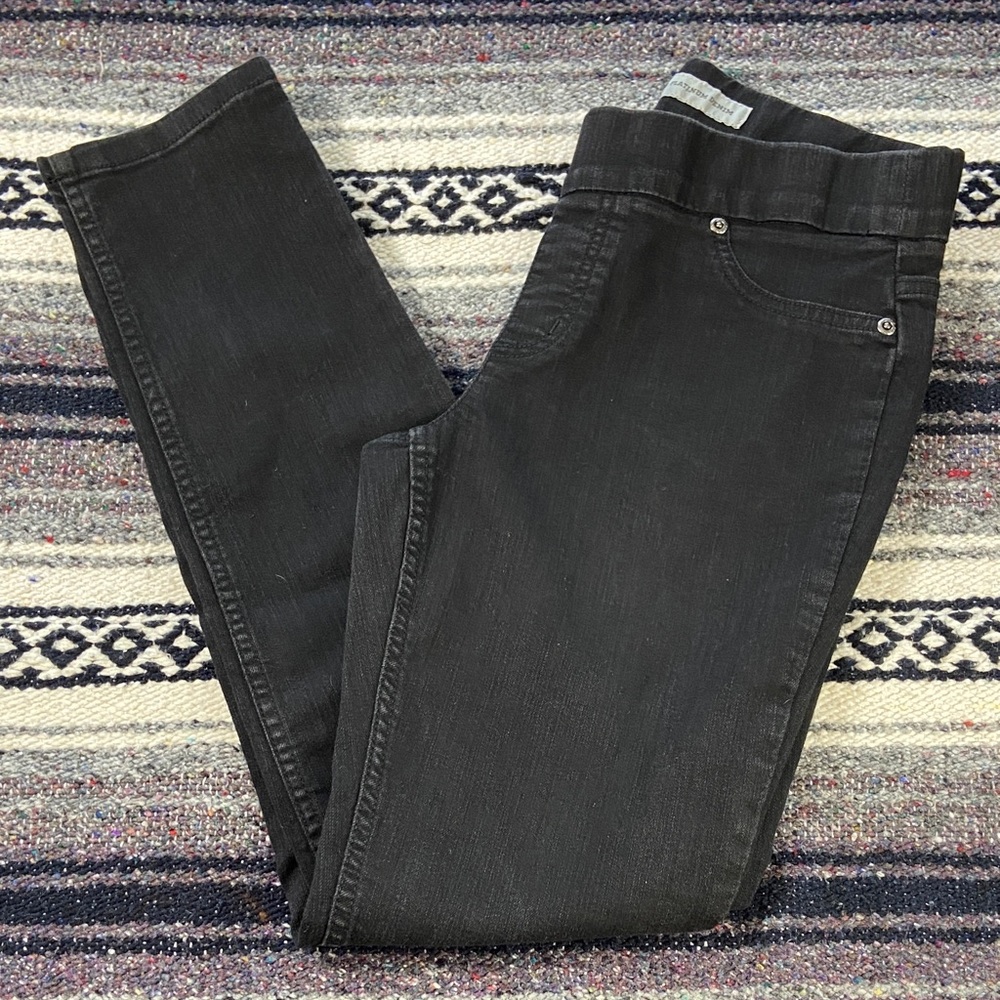 Chico's Sz 0 Platinum Denim Black Skinny Jegging Stretch Jeans Regular Rise